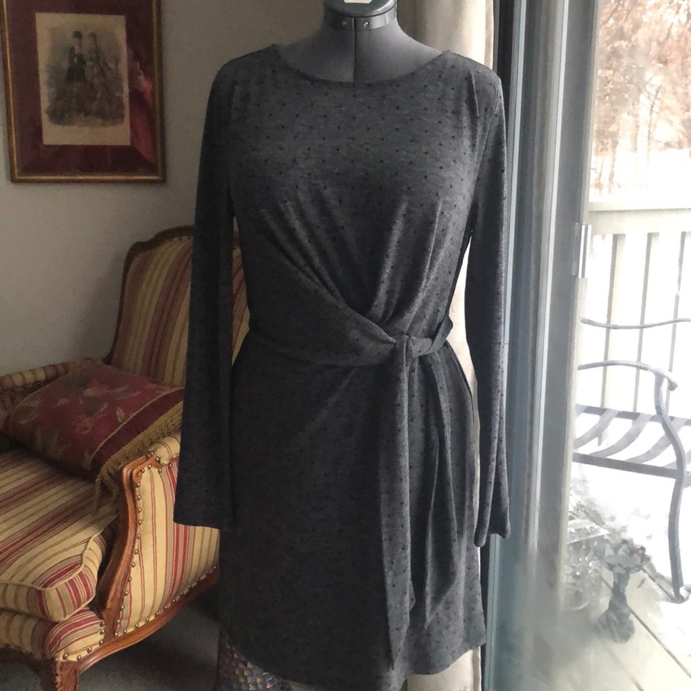 Loft- gray with black polka dot dress